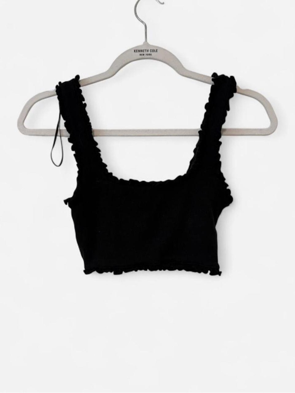 Zara Black Ruffled Cropped Tank Top